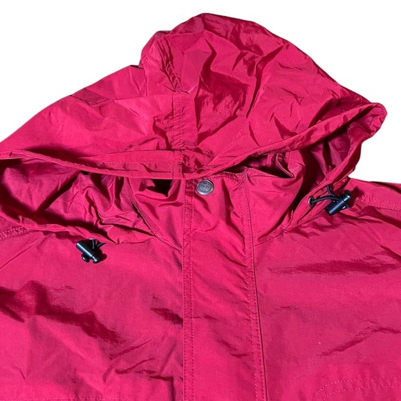 Chaps Red Hooded Windbreaker Zip Pockets Long Sleeve Jacket Men’s Size Large - Picture 3 of 9